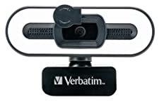 Verbatim Webcam mit Mikrofon und Beleuchtung, externe Kamera für Computer oder Laptop mit Full HD 1080 p Autofokus, für Video-Calls im Homeoffice oder als Streaming Cam