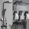 Dnkelar Duscharmatur, Duschsystem mit Thermostat, Regendusche mit armatur, Duscheset, 28 X 19 CM Kopfbrause aus Edelstahl 304 - Duschkopf mit Schlauch und Halterung (Schwarz)