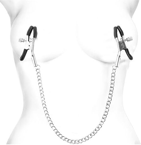 Adjustable Nipple Clips Clamps for Women and Men Adjustable Pressure Breast Clamps Stainless Steel Non-Piercing Nipple Rings Decorative Clip for Pleasure Toys, Clip for Accessories (Black)