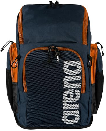 ARENA Team 45L Schwimmsport-Rucksack Trainingstasche für Damen und Herren, Marineblau/Orange, 45 L US