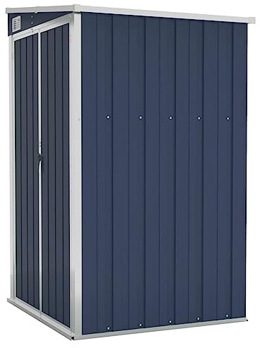 Hommdiy Gerätehaus ohne Boden Doppeltür Schrägdach Geräteschuppen Schuppen Gartenhaus Gartenschuppen Verzinkter Stahl 118x100x178 Anthrazit