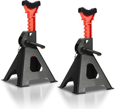 Gimisgu Unterstellbock 3T Tragfähigkeit Unterstellbock Höhenverstellbar 285-430mm Unterstellböcke kfz mit Sicherung Stützböcke Auto Böcke für PKW Caravan Wohnmobilen 1 Paar