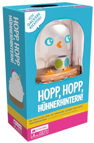 Exploding Kittens, HOPP, HOPP, Hühnerhintern!, Kinderspiel, Reaktionsspiel, 2-6 Spieler, Ab 4+ Jahren, 2 Minuten, Deutsch
