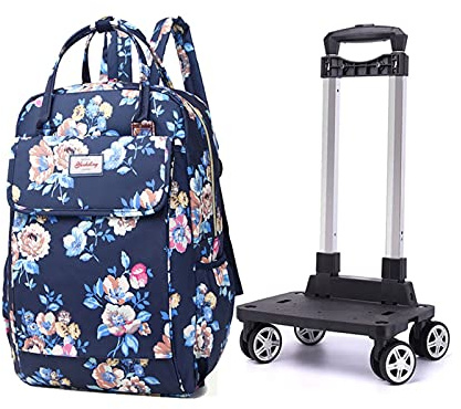 DAQERHSH Shopping Cart Portable Telescopic Handle Rolling Crate Folding Shopping Cart 360° Rolling Foldable Bag with Wheels Travel Supermarket Shopping Folding Hand Truck (Color : Q 8)