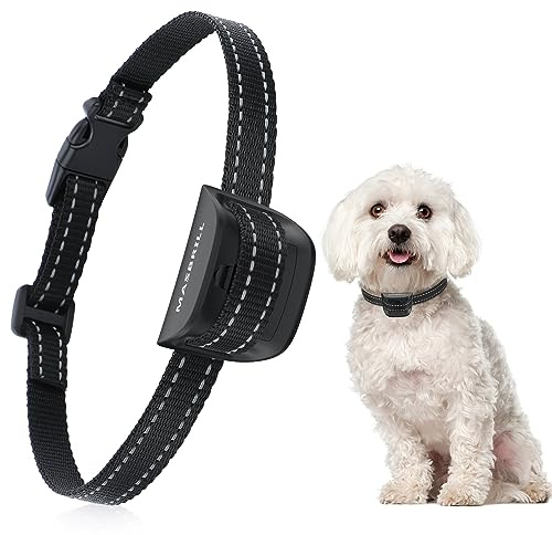 MASBRILL Collier Anti Aboiement pour Petits Chiens, Collier Anti Aboiement Chien avec 2 Modes Ajustables Son/Vibration 7 Niveaux de Sensibilité, Efficace et Humain, Noir