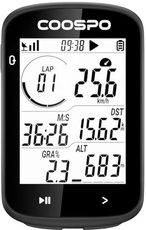 COOPSO CS300 Fahrradcomputer Kabellos, Fahrrad GPS Tacho mit 2,6-Zoll LCD, Bluetooth/ANT+ Ahrrad Computers mit Hintergrundbeleuchtung, Wasserdicht IPX7 Fahrradtacho und Kilometerzähler mit Strava