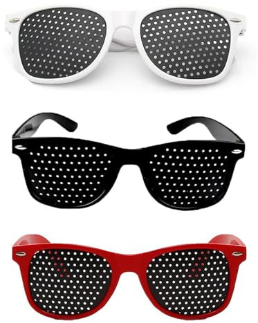 LIURFLNC 3 Stücke Lochbrille für Augentraining Original, Rasterbrille Pinhole Glasses, Abfaltung Rasterbrille Augentraining, Lochbrille für Augentraining Zur Entspannung(Mehrfarbig)