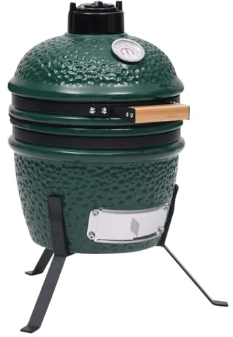 2-i-1 Kamado Barbecue Grill Rökare Keramisk 56 cm Grön