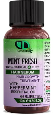 Siero per capelli alla menta fresca, 100% naturale, trattamento per la crescita dei capelli, con olio essenziale di menta piperita, non unge, siero rinfrescante per cuoio capelluto, ideale per uomini