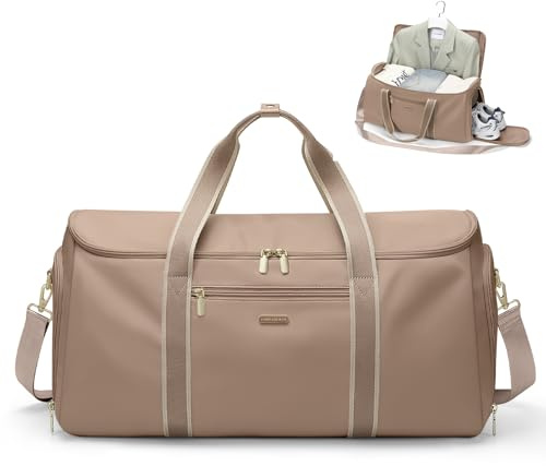 Bolsa de Viaje Convertible 2 en 1 Bolsa de Mano Bolsa de Ropa para Mujer Bolsas de Traje para Negocios, Viajes y Deporte (Champán)