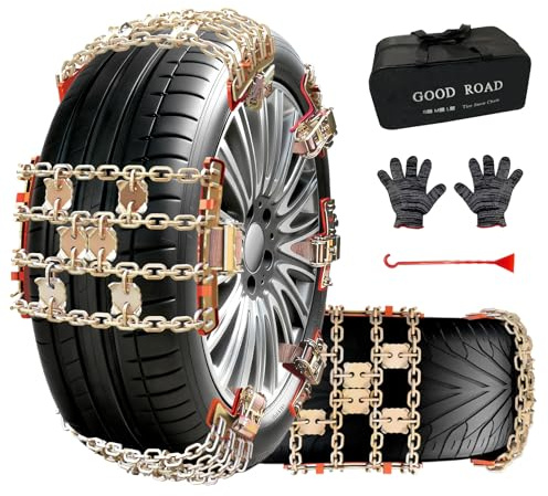 Tire Chains for Car SUV Pickup Trucks, Adjustable Portable Emergency Tire Chains, Snow Chains for Tire Width（225-285mm), 6Pcs