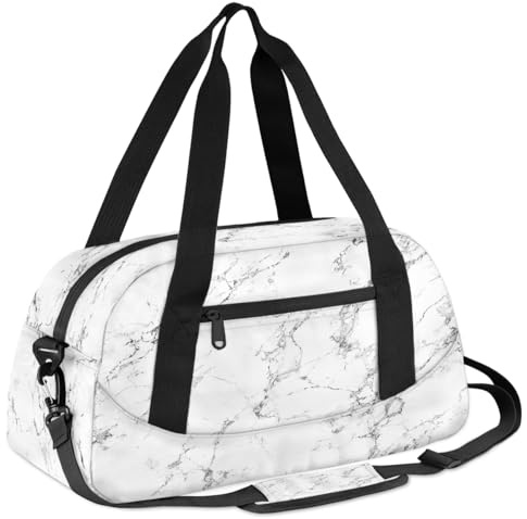 Mexpekil Sac de sport noir et blanc marbré pour enfants, garçons, filles, adolescents, voyage, sport, sac fourre-tout, pour la nuit, le week-end, la danse