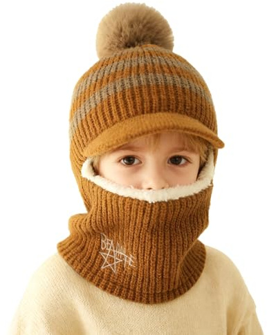 TAGVO Passamontagna in Pile Termico Bambini Invernale, 3 in 1 Antivento Caldo Scaldacollo Sciarpa con Cappuccio, Multifunzionale Balaclava Cappello da Sci per 1-5 Anni