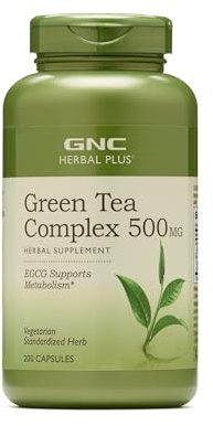 GNC Herbal Plus Green Tea Complex 500mg Supplement, Vegetarian, Supports Metabolism, 200 Servings