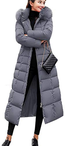Earnmore Abrigos Mujer Chaquetas de Pluma Largo Acolchado Chaqueta con Capucha Casual Parka Slim Fit Abrigos de Invierno Largas Abrigos de Plumas para Mujer