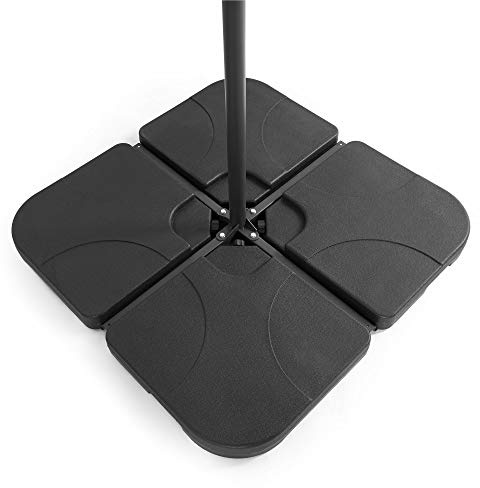 VonHaus Parasol Base 60L – Umbrella Stand for Outdoor, Garden, Patio – Heavy Duty Banana Parasol Holder, Pack of 4 Weight Segments – 60kg Filled with Water, 80kg Filled with Sand