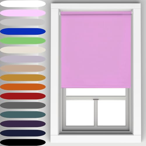 Pink Blackout Roller Blind Metal Fittings Trimmable UV Protection Thermal Properties Premium Fabric Home Office Bedroom Kids Room Child Safe Easy Fit 60cm Width x 160cm Drop