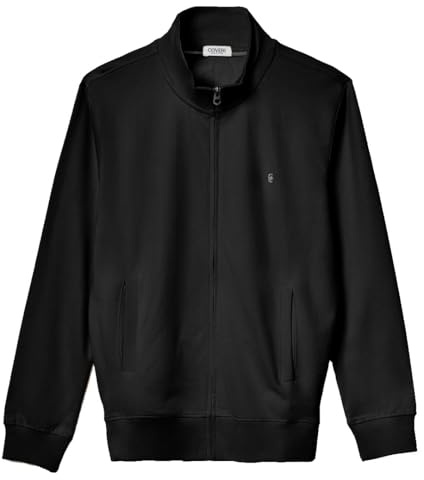 Coveri Felpa Giacca Pullover Aperta Uomo Sportiva con Cerniera Zip Intera Cotone (M - Nero)