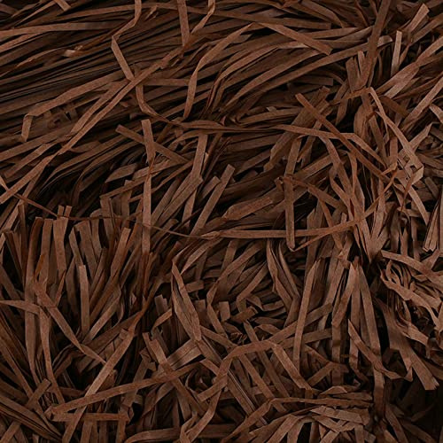 Strimlat kraftpapperspapper, Raffia för presentförpackning fyllning till jul, påsk presentkorg, fyllning av korg, paketfyllning 1 000 g brun