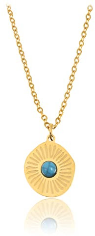 Made by Nami Boho Damen Halskette Mit Anhänger - Edelstahl Glieder-Kette - Coole Silber Oder Gold Unisex - Handmade Strand-Schmuck Surfer-Schmuck Festival-Accessoires (Gold Shell)