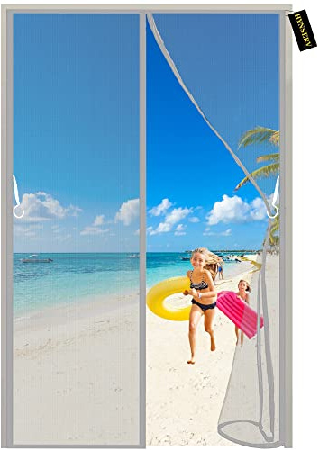 Moustiquaire Porte MagnéTique Gris 135x215cm Rideaux Anti Mouches pour Porte, Rideaux Toile Insect Ecran, Magnétique Moustique Sans Perçage pour Couloirs, Portes, Patio