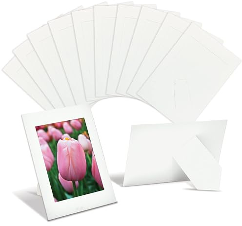 Better Office Products Cornici di carta per foto da 10 x 15 cm, confezione da 50 cornici in cartoncino pesante con cavalletto, cornici di carta da terra (bianco)