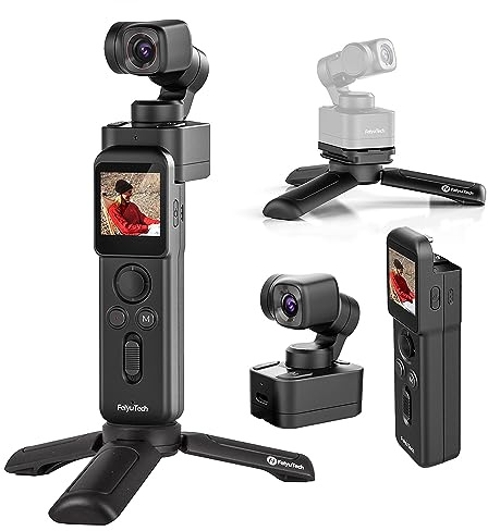 Feiyu Pocket 3 Combo[Official] Cordless Detachable 3-Axis Gimbal Stabilized Action Camera,12MP,130° FOV,1/2.3 CMOS,4K 60 Video,Magnetic,AI Tracking,for Sport/Motorcycle/Travel(Remote Handle&Camera)