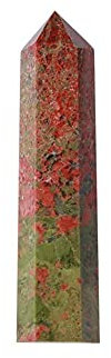 FACSER Natürlicher Kristall rau Stone Crafts Naturstein-Quarzsäule, Kristallspitze, poliert, Kunsthandwerk, Edelsteinstab, Obelisk, Heimdekoration (Color : Unakite, Size : 7-8cm)
