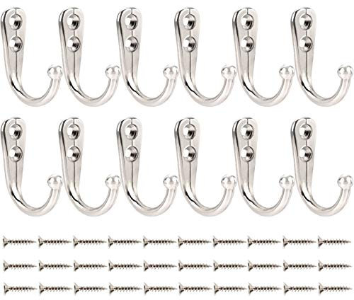 Mokife Patere Murale Simple, 12 Crochets Muraux Chromé Antique Petit Crochet Porte Manteau pour Suspendre des Vêtements Vestes Peignoirs Serviettes Chapeaux Clés Sacs Tasses, Argent
