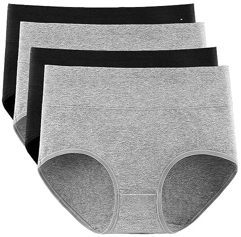 4 pièces/lot Culottes en Coton sous-vêtements pour Femmes Grande Taille Slips de Couleur Unie Filles Taille Haute Culottes sans Couture Lingerie Sexy pour Femme