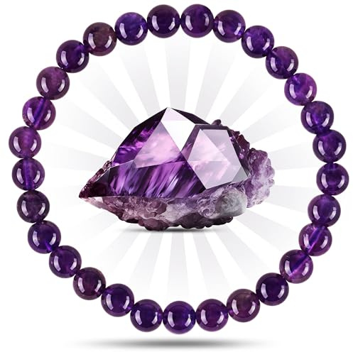 PURAJA Bracelet de pierres précieuses en véritable pierre naturelle | Bracelet boule de 6mm en minéraux de haute qualité