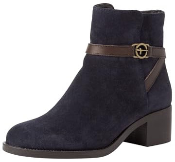 Tamaris Damen Absatzstiefelette Leder Blockabsatz bequem; NAVY SUEDE, EU 41