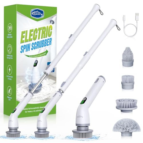 Cepillo Eléctrico Limpieza Hogar Luctry – con 4 Cepillos, Carga Rápida USB-C, Impermeable IPX7 para Baño, Cocina y Azulejos