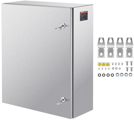 VEVOR Coffret Électrique en Acier Inoxydable, Armoire Électrique 60x50x20 cm Boîtier Mural Étanche IP66 avec Plaque de Montage, Charnière de Verrou pour Équipements Électroniques Électriques Extérieur