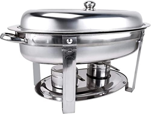 Chafing Dish de Acero Inoxidable, Juego de Chafing Dish Calentador de Alimentos Buffet, con Bandejas para Alimentos Soportes para Combustible, Calentador de Alimentos Juego Profesional para Catering,