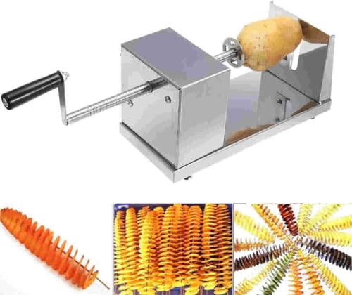 MINRS Cortador en espiral de patatas de acero inoxidable en espiral, cortador de patatas, patatas Twister con mango antideslizante, pies antideslizantes para frutas, patatas, patatas fritas, pepinos o