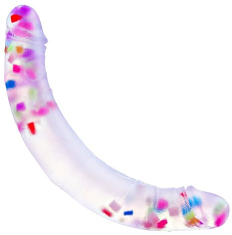 31*4,2 cm Doppel-Dildo mit bunten Kristallfragmenten,Silikongelee, realistischer Anus, langer Doppeldildo mit weichem,flexiblem Penis mit Adern und Eichel,Sexspielzeug für Erwachsene für Frauen/Lesben