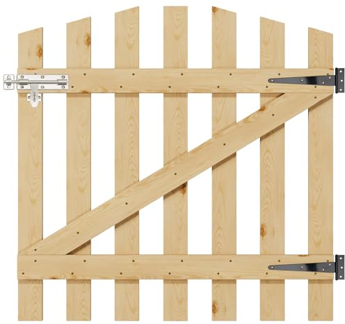 INMOZATA Garden Gate Wooden Pedestrian Gate with Gate Lock and Hinge, 3ft Wide x 3ft High (90cm Wide*90cm High)
