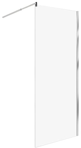 Duschvägg Badrum Härdat Glas Dörrlös 80 x 190 cm Silver Ahaus