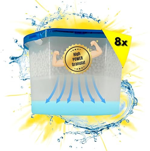 TronicXL 8 deshumidificadores de 500 ml granulados para sótano, baño, hogar, oficina, sin electricidad, absorción de humedad, deshumidificador, caravana, lavandería, cuarto de baño
