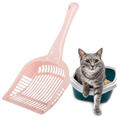 PARENCE.- Pelle à Litière pour Chat – Grande Taille, Poignée Confortable, Tamis Fin 5mm, Facile à Nettoyer – Couleur Aléatoire - 32x14,5cm
