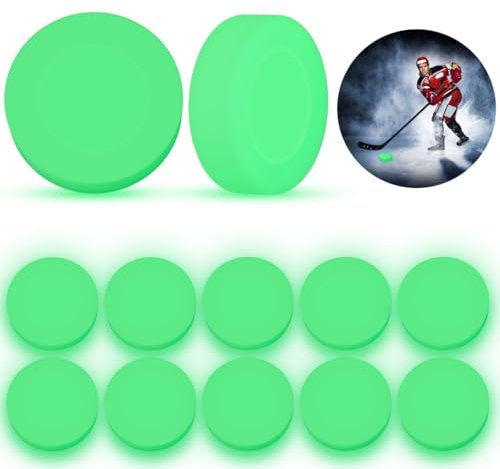 12 st lysande ishockeypuckar, självlysande gröna golvpuckar för barn, vuxna, ungdomar och utomhusspel