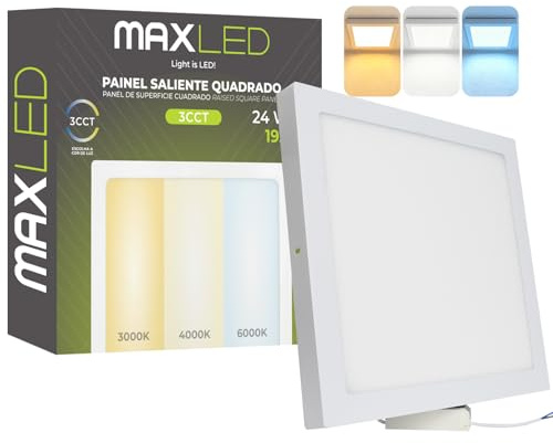 Maxled, Light is Led! Downlight LED Plafon Superficie 24W Rectangular 300x300mm Blanco Cálido Neutro Frío Lámpara de Techo LED 1920LM IP44 Focos Led Interior Techo para Baño Salón No Regulable 230V