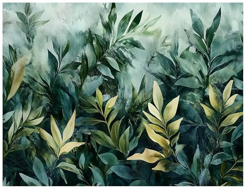 WallArena – fleece fototapet blad 350 x 250 cm – fototapeter – tapeter – för vardagsrum sovrum – fibertapet tapet tapet 3D-effekt – inkl. lim – natur tropisk botanisk grön
