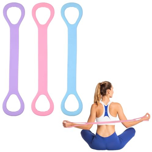3 Pcs Resistance Bands, Figure 8 Resistance Bands with Handles, Elastic Exercise Band for Yoga Pilates Arm Back Shoulder Training Portable Workout Equipment for Home Gym Travel