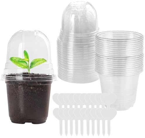 RNPKZ 20 stycken odlingskrukor, klara odlingskrukor med fuktkoppling och växtplugg, 9 cm planteringskruka, små växtkrukor plast, runda blomkrukor för frön, plantor, suckulenter