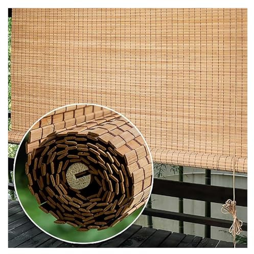 MXL&LJB Natural Bamboo Roll Up Shades Anti-Uv Roller Blinds for Windows Privacy Screen Bamboo Curtain with Lift Retro Decorative Curtains with Accessories Easy to Hang(140x300cm)