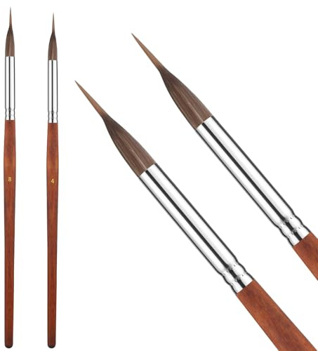 2Pcs Script Liner Paintbrush, 8.6 and 8.8 Inch Extra Long Detail Paint Brush Watercolor Brushes Set Synthetic Hair Extra Long Extended Point Brushes for Watercolour Gouache Acrylic Ink