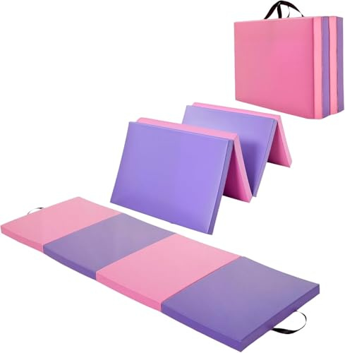 Materassino ginnico pieghevole, 180 x 60cm (4 pieghe) / 185x78cm (5 pieghe) Spesso tappetino portatile per home gym/Pilates/aerobica e allenamento arti marziali