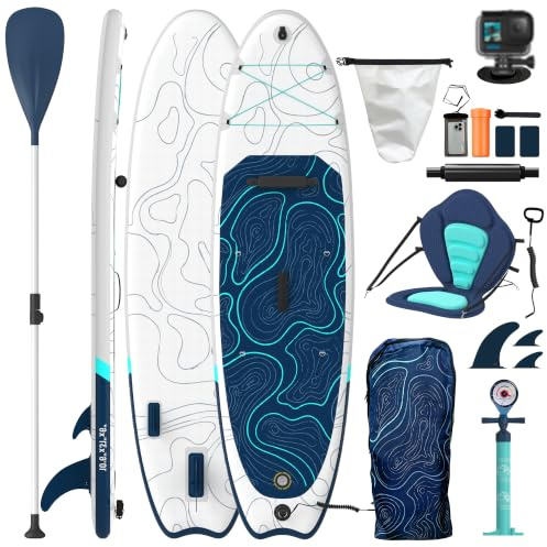 Devoko Paddle Gonflable Adulte 320x79cm, Design Fishtail Unique, Maniabilité Optimale et Antidérapant Facile à Ranger, Stand Up Paddle Gonflable Charge 130kg pour Débutants et Sports Nautiques Avancés